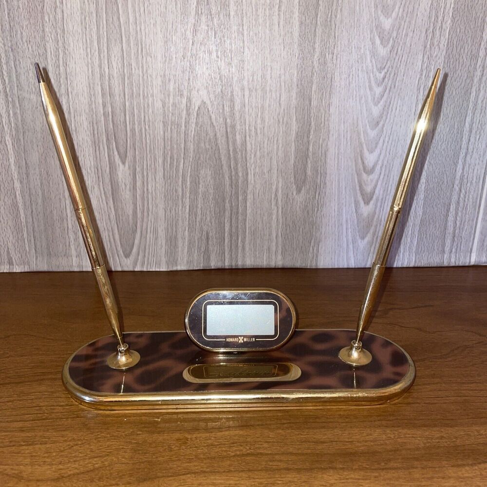 Howard Miller LCD Desk Clock & Pen Set No 621205 Project Piece See Description